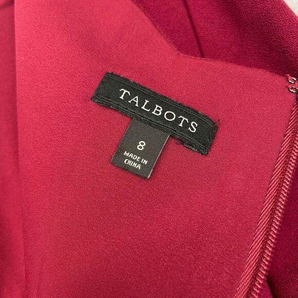 Talbots Burgundy High Neck Knee Length Dress Fully Lined size 8 - Picture 8 of 11